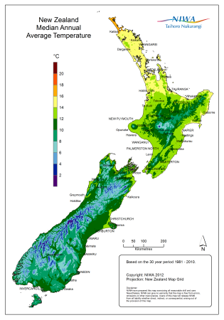 Mapa das temperaturas médias anuais