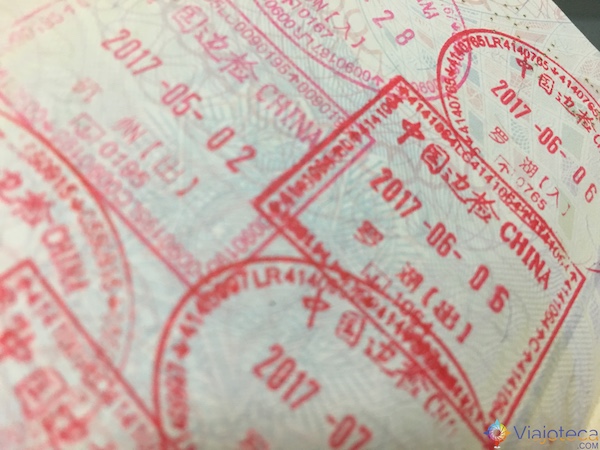 Carimbos de entrada e saída na China
