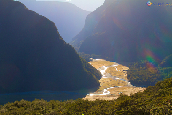Visual para a Routeburn Flats do Routeburn Falls Hut